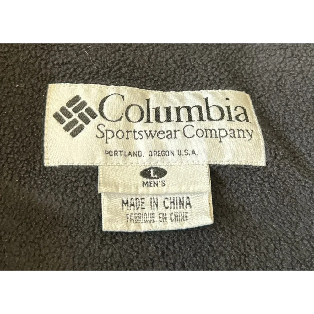 Columbia Men's Parka Sz L Blue/Black Nylon Hooded Pockets Adj Waist Fleece Lined